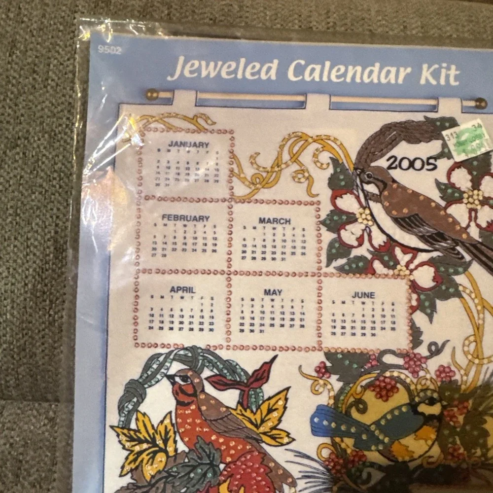 2005‎ Jeweled Calendar Kit 16x24 New Bird Theme Cardinals Bluebirds